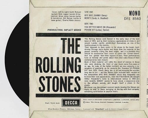 The Rolling Stones The Rolling Stones Ep Vinyl Record 7 Inch Decca 1964